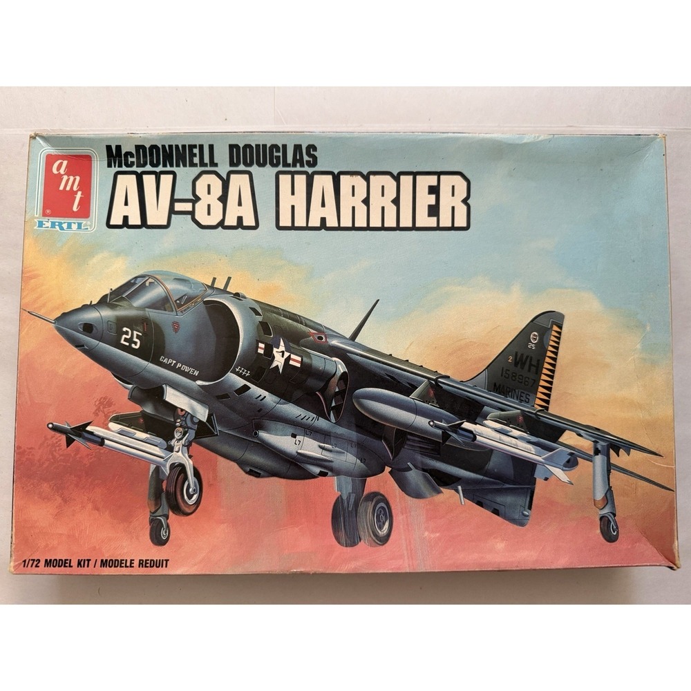 AMT ERTL AV-8A Harrier 1/72 Model Kit 8801 Vintage Partially Started